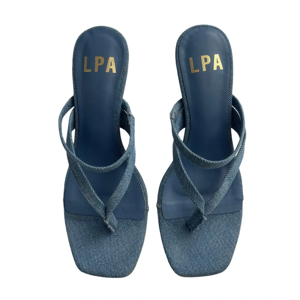 LPA Alessandra in Denim Wedge Heel Sandals Size 6